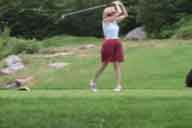 Mary, teeing off on hole #14 at Green Mountain National