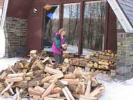 Mary at the woodpile, February 20, 2006, 2:30 PM