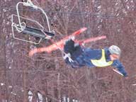 I'm Flying! A competitor takes flight in the moguls at US National Freestyle Competition at Bear Mountain, March 24, 2006, 10:15 AM