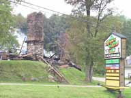 Upper Deck in ruins. Sign proclaims 