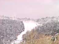 Snow guns operating at junction of Rime and East Fall at Killington