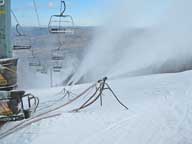 Snow Guns blasting at junction of Chute, Great Northern and Lower Bunny Buster