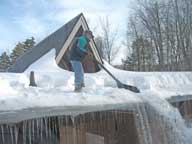 Pushing snow of the roof in anticipation of a big storm