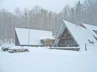 The Birch Ridge Inn at Killington, covered with new snow.