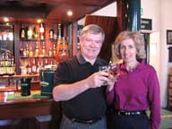 Bill and Mary hoisting a glass at the Jameson Irish Whiskey Factory in Midleton Ireland.