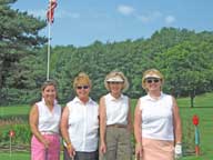 Nina, Carolyn, Mary and Roberta at the first tee at the Blush Hill Country Club in Waterbury Vermont