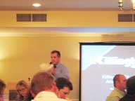 Chris Karr, president of the Killington Chamber of Commerce, address chamber members at the 2007 annual meeting.