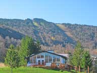 Killington Peak awaits first snow behind a freshly painted Killington Base Lodge.