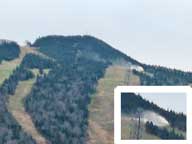 Solitary Snow Gun blowing snow on Killington.