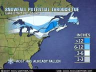 Snow Fall Total Map from accuweather.com