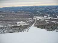 Looking towards Killington Base Lodge from top of Superstar Headwall.