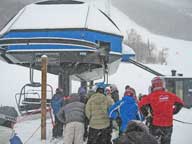 Lift line at Superstar Chair, 8:57 AM, 2/7/2008. Only Killington Mountain School students in front of us.