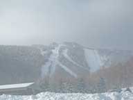 Wind whipped Killington Peak.