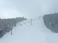 A snowy ride up the Superstar chair.