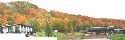 Base Lodge at Killington decked out in fall color. Click for larger image Mountain National