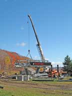 Sky Peak Lower Terminal being hoisted into place at Bear Mountain