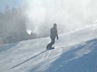 Rider emerging from guns on Great Northen at junction with Downdraft.