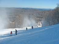 Lower Bunny Buster with low energy snow guns at work.