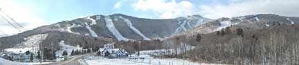 On the road to Killington Peak.  Snow guns in operation are visible all over the mountain.