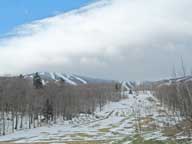 Skye and Killington Peaks covered in clouds from the 2nd Green on the Killington Golf Course.