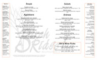 New Birch Ridge dinner menu design