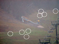 New tower mounted fan gun on lower Mouse Trap.  Other snow guns circled for highlight.
