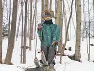 Avatar of our chef, Frizzie, skiing the trees in front of the Birch Ridge Inn