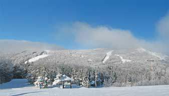 Killington Peak and Sky Peak in the clouds as seen from Bear Peak