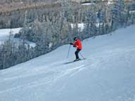 Mary on upper headwall of Superstar this morning.