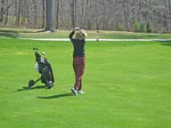 Mary in the fairway on the 4th hole at Green Mountain National Golf Course.