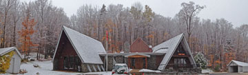 Snow graces the Birch Ridge Inn for the first time in the 2011-2012 winter season.