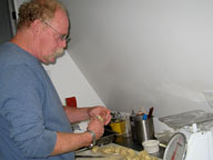 Chef Frizzie preparing his famous dinner rolls.