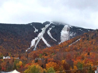 The perfect Vermont Fall Watercolor.Killington Peak last weekend with snow and fall colors.